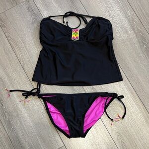 Xhilaration Black and Pink Bikini Set LL134
